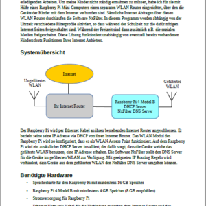 Handbuch Einfuehrungsseite Software Paket WLAN Router mit Internet Filter für Kinder